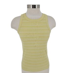 Madewell Ribbed Westville Tank Top Crisp Pear Yellow Striped Sleeveless Shirt XS